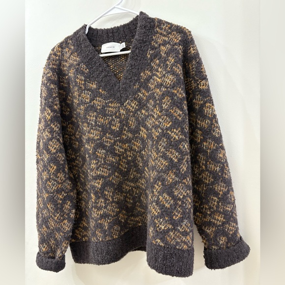Coach Sweaters - Vintage Coach Charcoal & Camel Patterned V-Neck oversized Sweater - large